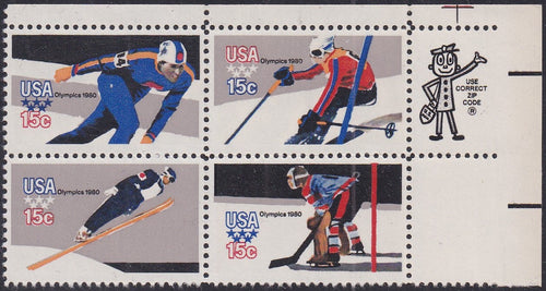 # 1795-98 (1980) Olympics, 11.25x10.5 - Mr. Zip, BK/4, UR, MNH