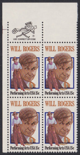 # 1801 (1979) Rogers- Mr. Zip, BK/4, UL, MNH