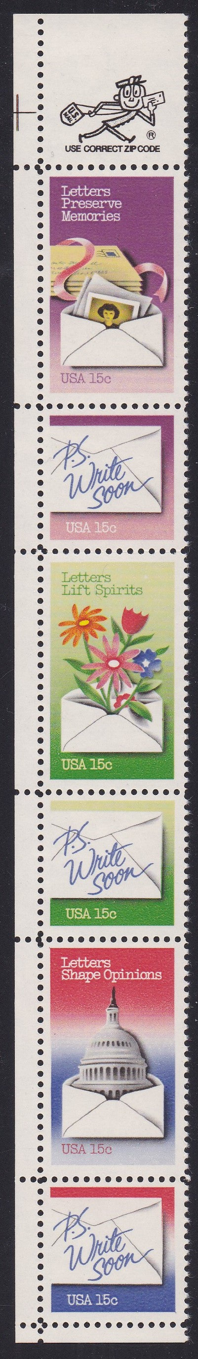 # 1805-10 (1980) Letter Writing - Mr. Zip, Strip/6, UL, MNH