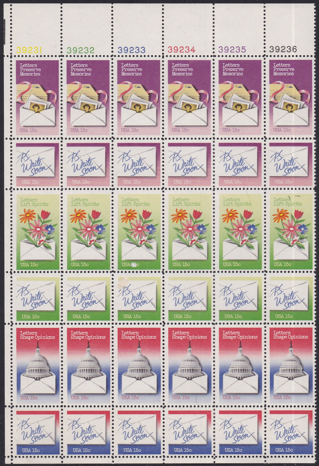 # 1805-10 (1980) Letter Writing - PB/36, UL #39236, MNH