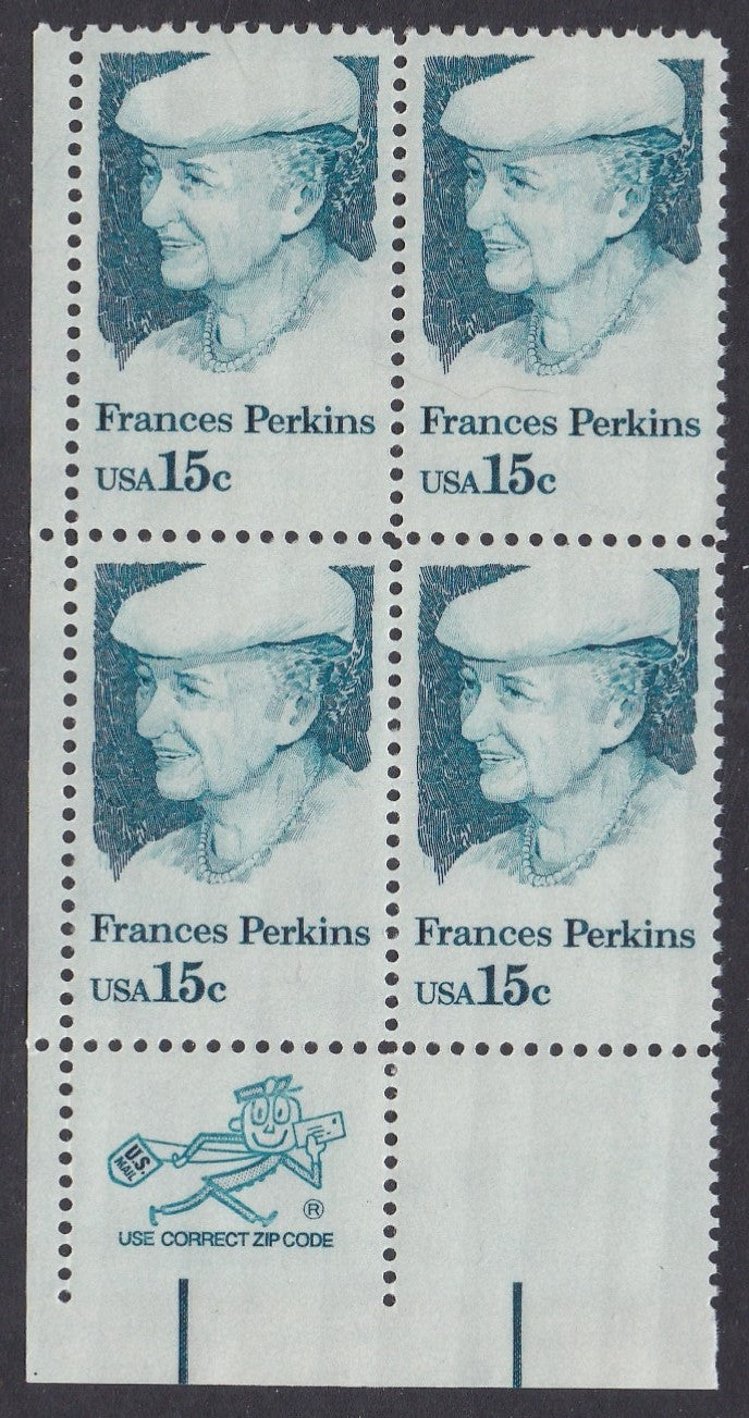 # 1821 (1980) Perkins - Mr. Zip, BK/4, LL, MNH