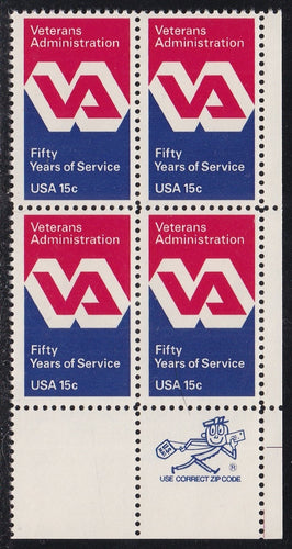 # 1825 (1980) Veterans - Mr. Zip, BK/4, LR, MNH