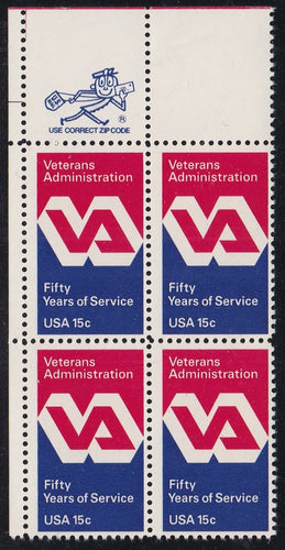 # 1825 (1980) Veterans - Mr. Zip, BK/4, UL, MNH