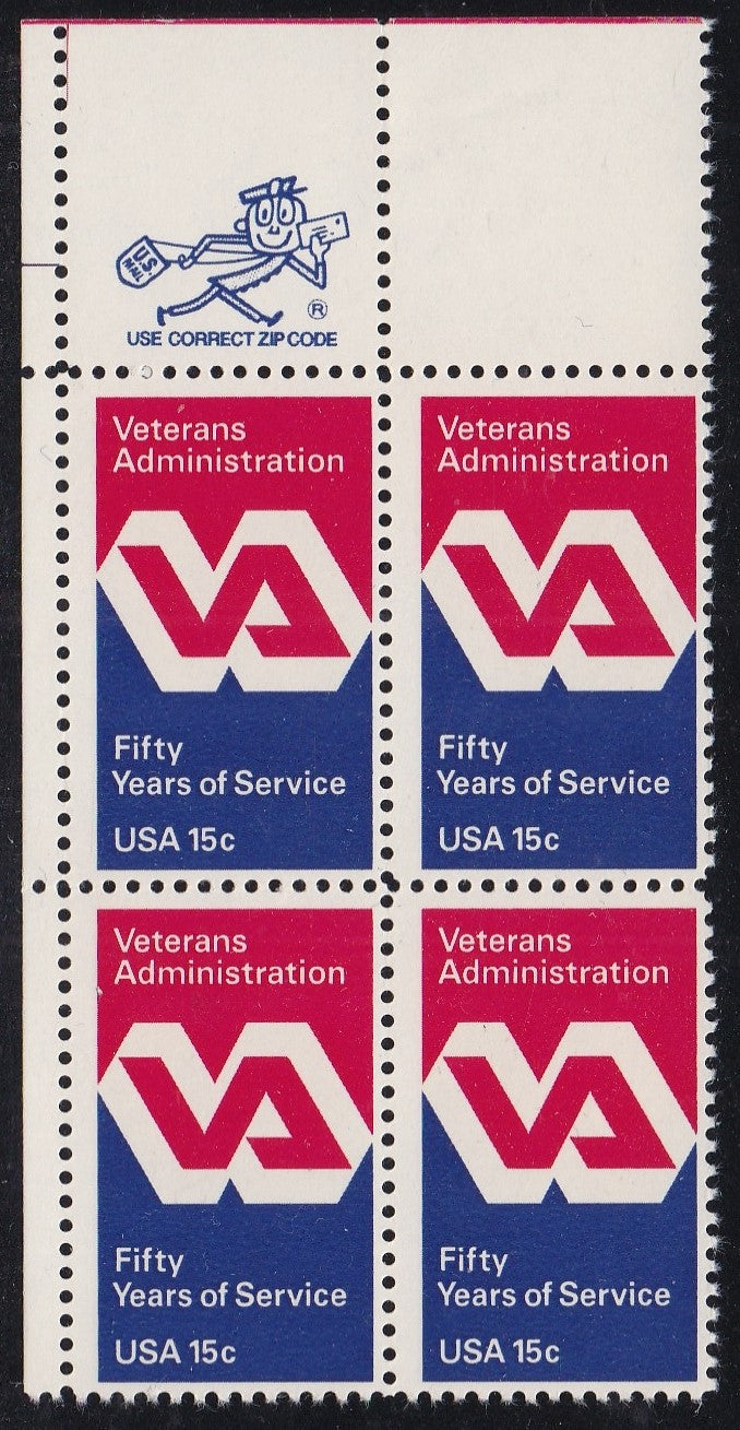 # 1825 (1980) Veterans - Mr. Zip, BK/4, UL, MNH