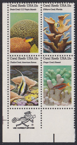 # 1827-30 (1980) Coral Reefs - Mr. Zip, BK/4, LL, MNH