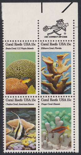 # 1827-30 (1980) Coral Reefs - Mr. Zip, BK/4, UR, MNH