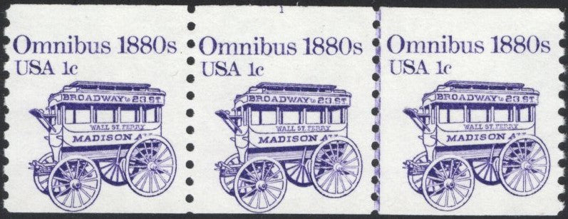 # 1897 (1983) 1880's Omnibus Coil - PS/2, #1 on Top, VF MNH