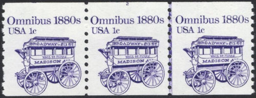 # 1897 (1983) 1880's Omnibus Coil - PS/3, #2 on Top, VF MNH