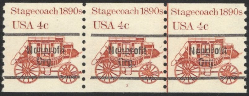# 1898Ab (1982) 1890's Stagecoach, Precancel - PS/3, #3, Gap 1L, FVF MNH