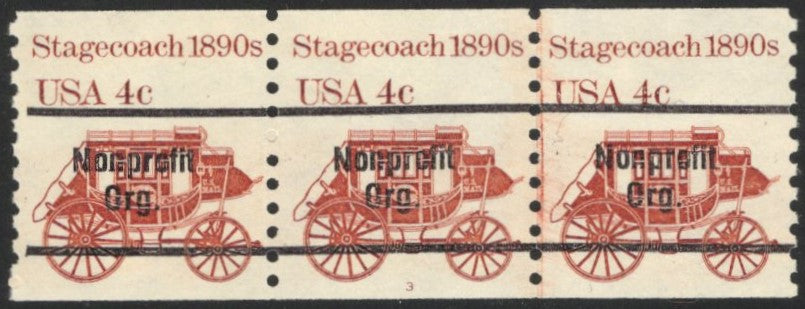 # 1898Ab (1982) 1890's Stagecoach, Precancel - PS/3, #3, Gap 2L, VF MNH