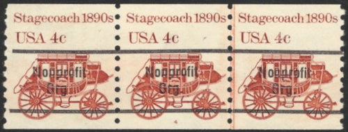 # 1898Ab (1982) 1890's Stagecoach, Precancel, Gap 2L - PS/3, #4, FVF MNH