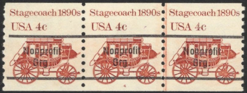 # 1898Ab (1982) 1890's Stagecoach, Precancel, Gap 2L - PS/3, #4, FVF MNH