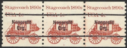 # 1898Ab (1982) 1890's Stagecoach, Precancel, Gap 2L - PS/3, #4, VF/XF MNH