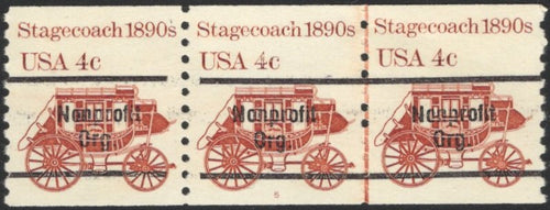 # 1898Ab (1982) 1890's Stagecoach, Precancel, Gap 1L - PS/3, #5, VF/XF MNH