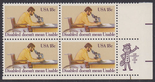 # 1925 (1981) Disabled - Mr. Zip, BK/4, LR, XF MNH