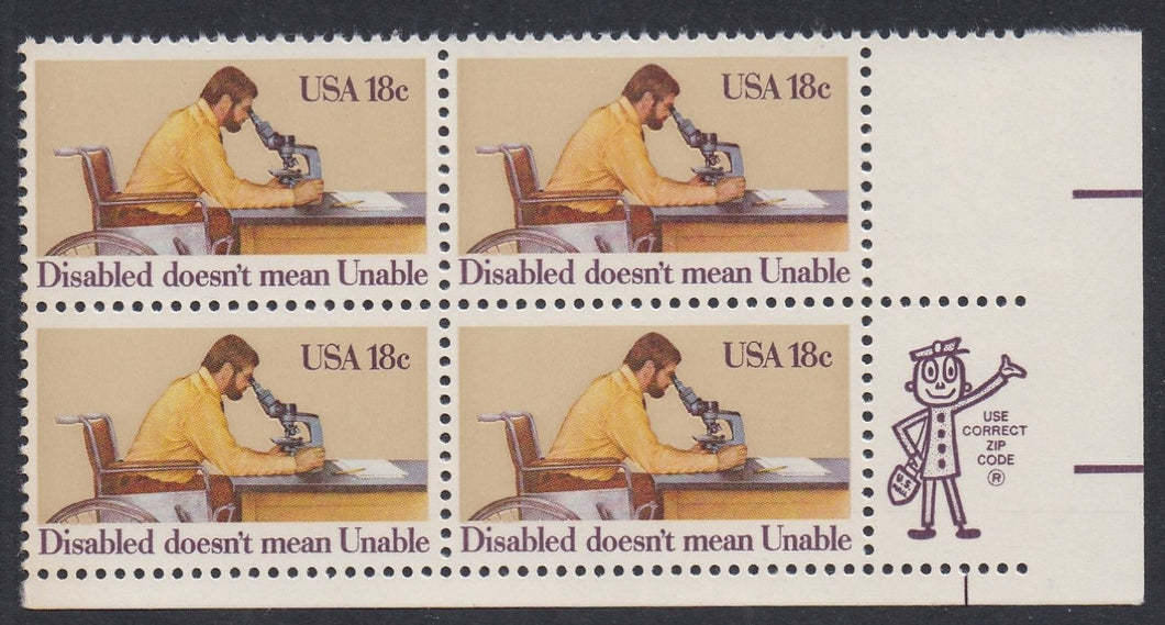 # 1925 (1981) Disabled - Mr. Zip, BK/4, LR, MNH