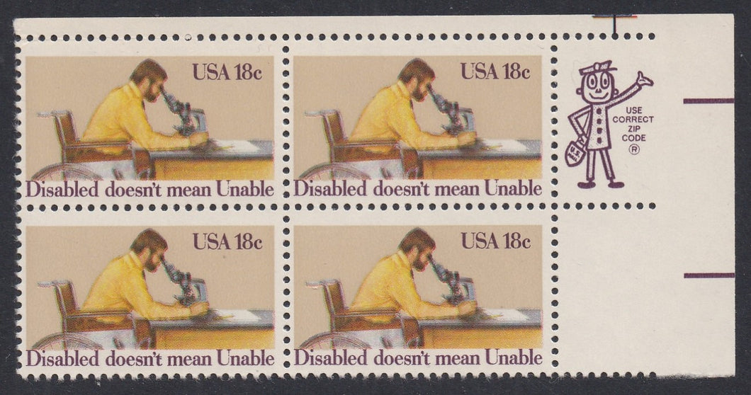 # 1925 (1981) Disabled - Mr. Zip, BK/4, UR, MNH