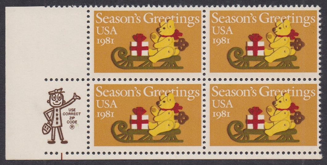 # 1940 (1981) Presents on Sleigh - Mr. Zip, BK/4, LL, MNH