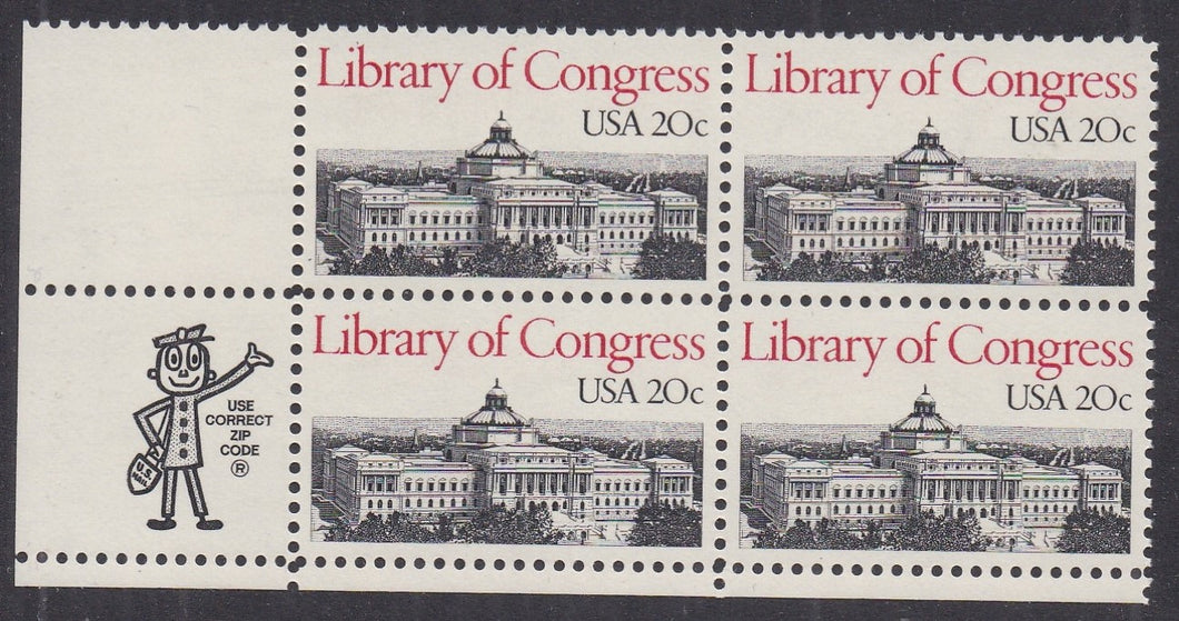 # 2004 (1982) Library of Congress - Mr. Zip, BK/4, LL, MNH