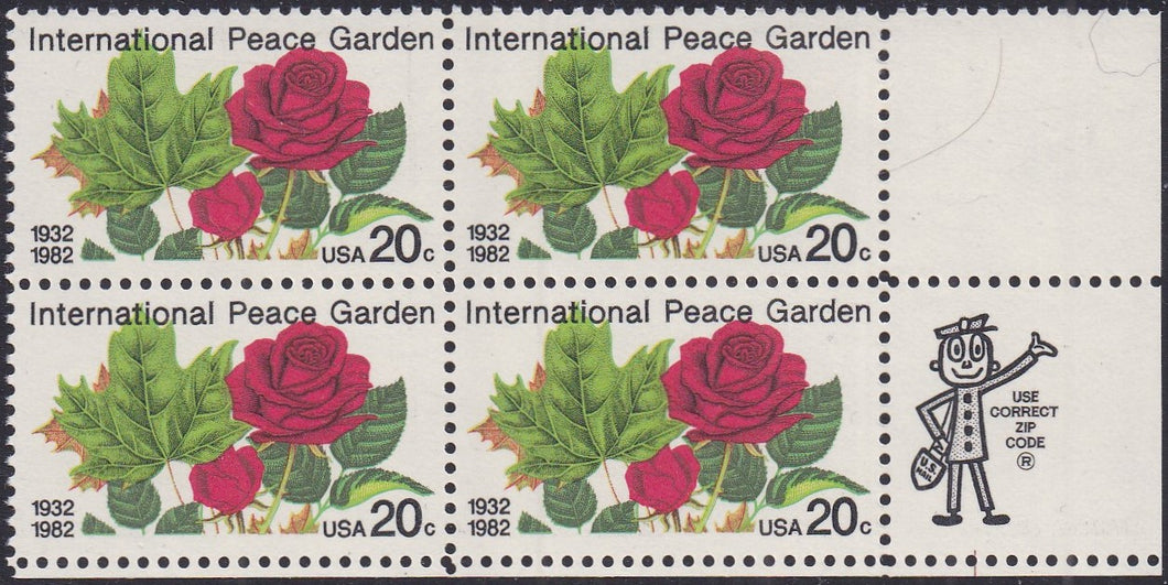 # 2014 (1982) Peace Garden - Mr. Zip, BK/4, LR, MNH