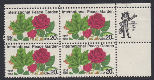 # 2014 (1982) Peace Garden - Mr. Zip, BK/4, UR, MNH