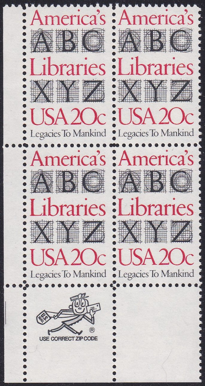 # 2015 (1982) Libraries - Mr. Zip, BK/4, LL, MNH