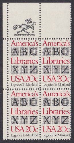 # 2015 (1982) Libraries - Mr. Zip, BK/4, UL, MNH