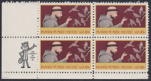 # 2023 (1982) Francis of Assisi - Mr. Zip, BK/4, LL, MNH