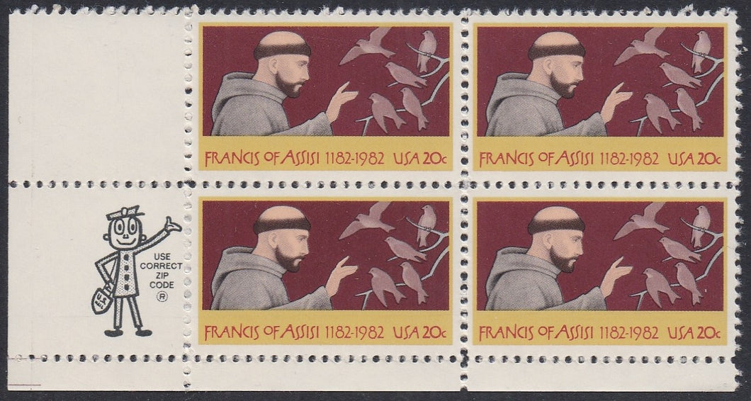 # 2023 (1982) Francis of Assisi - Mr. Zip, BK/4, LL, MNH