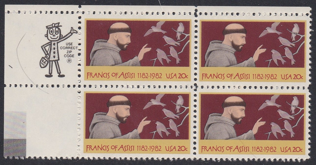 # 2023 (1982) Francis of Assisi - Mr. Zip, BK/4, UL, MNH