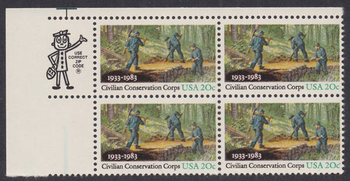 # 2037 (1983) CCC Anniversary - Mr. Zip, BK/4, UL, MNH