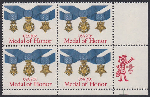 # 2045 (1983) Medal of Honor - Mr. Zip, BK/4, LR, MNH