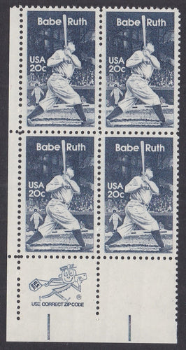 # 2046 (1983) Babe Ruth - Mr. Zip, BK/4, LL, MNH