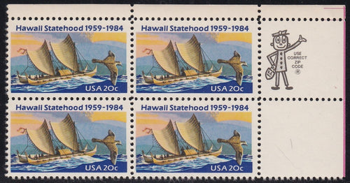 # 2080 (1984) Hawaii - Mr. Zip, BK/4, UR, MNH
