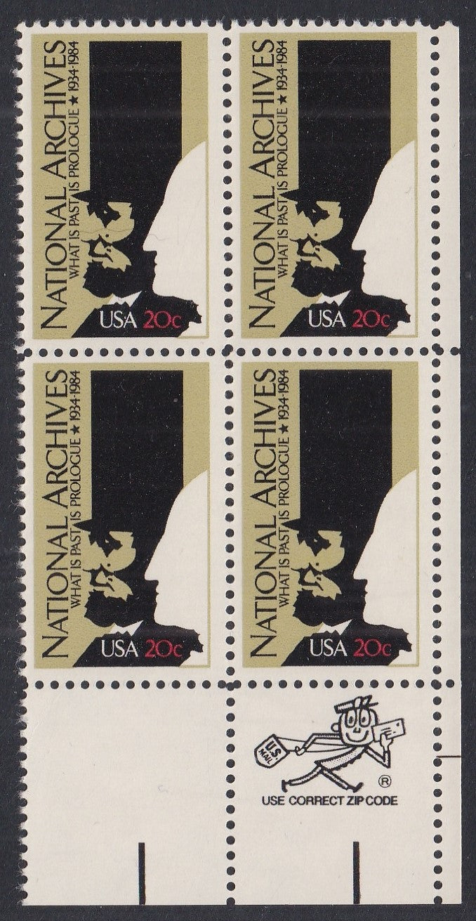 # 2081 (1984) National Archives - Mr. Zip, BK/4, LR, MNH