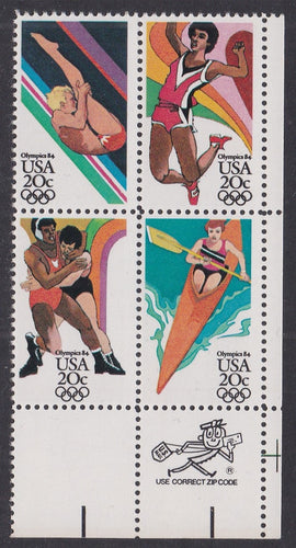 # 2082-85 (1984) Olympics - Mr. Zip, BK/4, LR, MNH