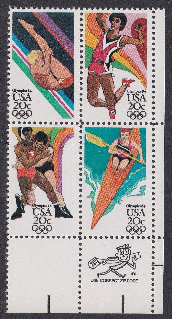 # 2082-85 (1984) Olympics - Mr. Zip, BK/4, LR, MNH