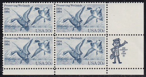 # 2092 (1984) Mallards - Mr. Zip, BK/4, LR, MNH