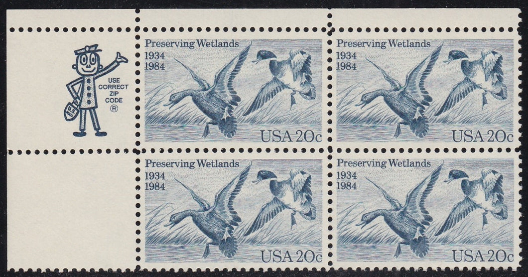 # 2092 (1984) Mallards - Mr. Zip, BK/4, UL, MNH