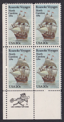 # 2093 (1984) Roanoke - Mr. Zip, BK/4, LL, MNH