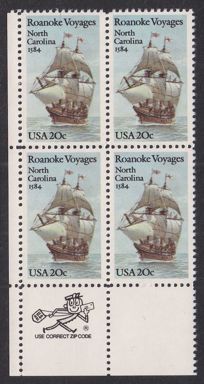 # 2093 (1984) Roanoke - Mr. Zip, BK/4, LL, MNH