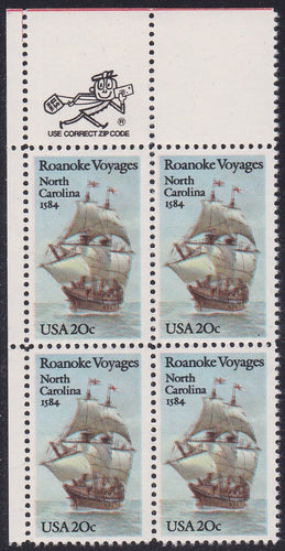 # 2093 (1984) Roanoke - Mr. Zip, BK/4, UL, MNH