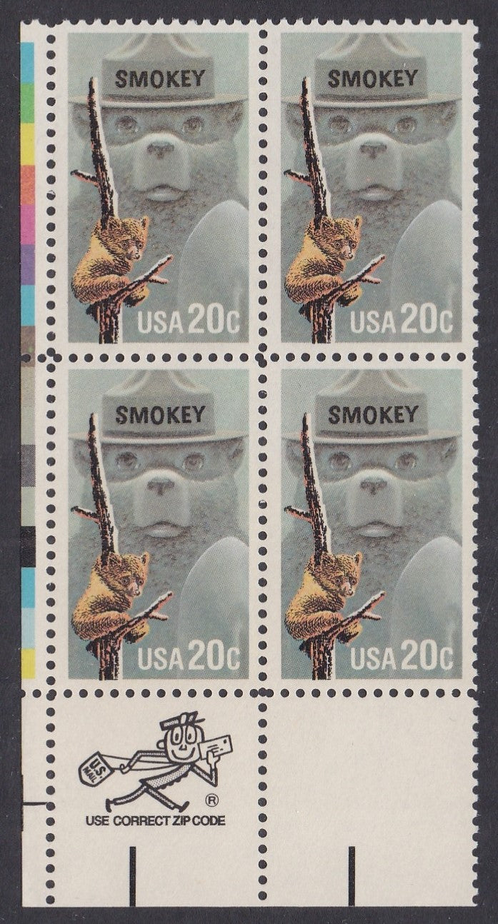 # 2096 (1984) Smokey Bear - Mr. Zip, BK/4, LL, MNH