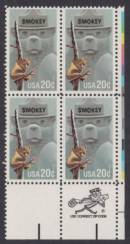 # 2096 (1984) Smokey Bear - Mr. Zip, BK/4, LR, MNH
