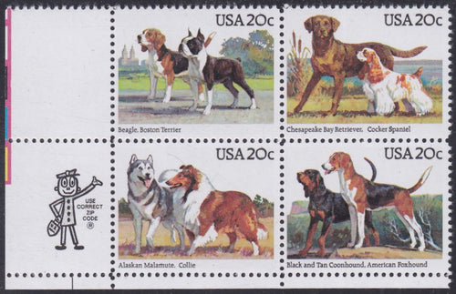 # 2098-2101 (1984) Dogs - Mr. Zip, BK/4, LL, MNH