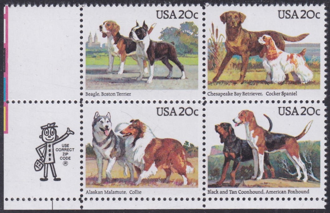 # 2098-2101 (1984) Dogs - Mr. Zip, BK/4, LL, MNH