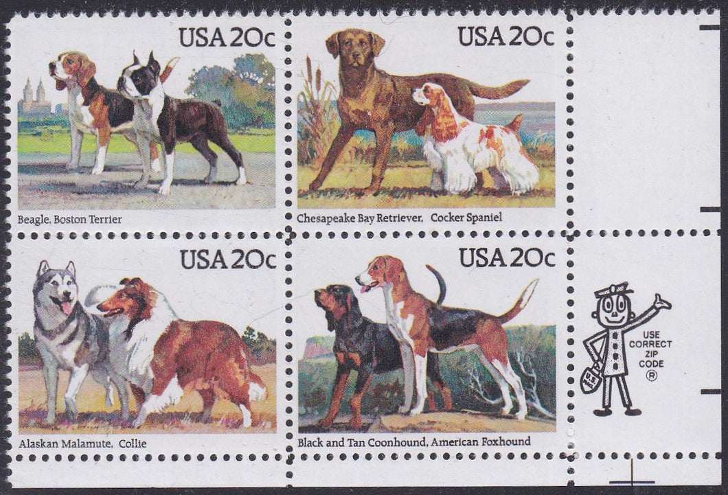 # 2098-2101 (1984) Dogs - Mr. Zip, BK/4, LR, MNH