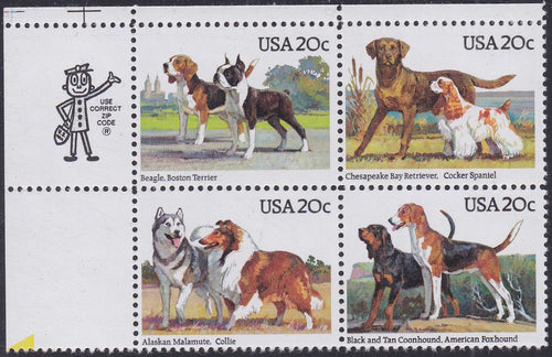 # 2098-2101 (1984) Dogs - Mr. Zip, BK/4, UL, MNH