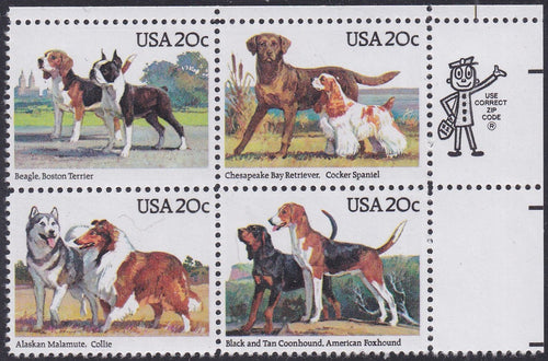 # 2098-2101 (1984) Dogs - Mr. Zip, BK/4, UR, MNH