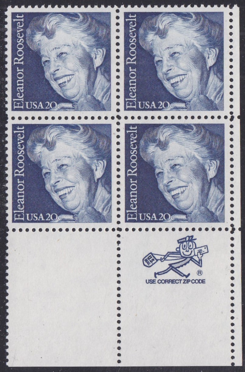 # 2105 (1984) Roosevelt - Mr. Zip, BK/4, LR, MNH